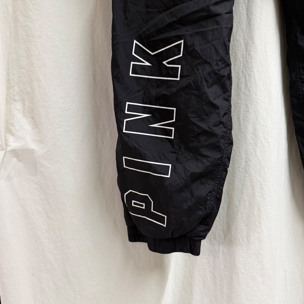 Victoria's Secret PINK Women Black Windbreaker Cargo Jogger Pants Logo Medium - Picture 5 of 6